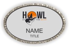 (image for) Howl at the Moon Oval Bling Silver badge