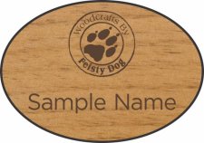 (image for) Woodcrafts By Feisty Dog Oval Alder Laser Engraved badge
