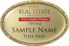 (image for) Texas Real Estate Executives Oval Bling Gold badge