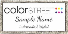 (image for) Color Street White Badge With Silver Rectangle Bling Dancing Script Font