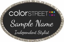 (image for) Color Street Black Badge With Silver Oval Bling, Dancing Script Font