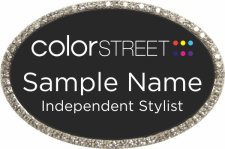 (image for) Color Street Black Badge With Silver Oval Bling, Gotham Book Font