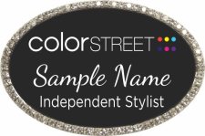 (image for) Color Street Black Badge With Silver Oval Bling, Dual Font