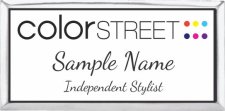 (image for) Color Street White Badge With Silver Rectangle Executive Frame,Dancing Script Font