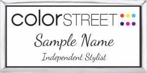 (image for) Color Street White Badge With Silver Rectangle Executive Frame,Dancing Script Font