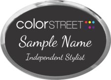 (image for) Color Street Black Badge With Silver Oval Executive Frame, Dancing Script Font