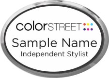 (image for) Color Street White Badge With Silver Oval Executive Frame, Gotham Book Font