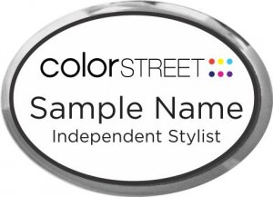 (image for) Color Street White Badge With Silver Oval Executive Frame, Gotham Book Font