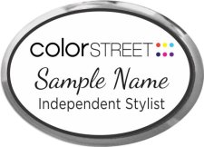 (image for) Color Street White Badge With Silver Oval Executive Frame, Dual Font