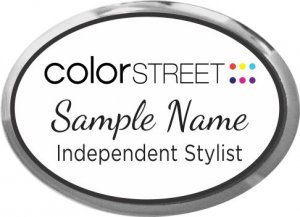 (image for) Color Street White Badge With Silver Oval Executive Frame, Dual Font