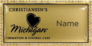 (image for) Christiansen\'s Michigan Cremation & Funeral Care Bling Gold badge