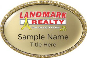 (image for) LANDMARK REALTY AND AUCTION Oval Bling Gold badge