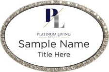 (image for) Platinum Living Realty Oval Bling Silver Other badge