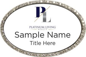 (image for) Platinum Living Realty Oval Bling Silver Other badge