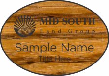 (image for) Mid South Land Group Oval Zebrawood Laser Engraved badge