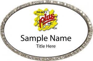 (image for) Realty Plus, Inc. Oval Bling Silver Other badge