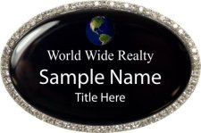 (image for) WorldWide Realty Oval Bling Silver Other badge