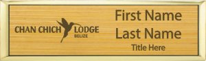 (image for) BELIZE BREWING CO LTD Small Executive Gold Bamboo Laser Engraved badge