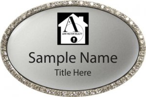 (image for) Ann Milton Realty Oval Bling Silver badge