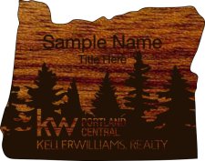 (image for) Keller Williams - Portland Central Shaped Bloodwood Laser Engraved badge