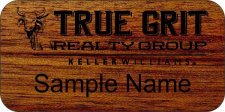 (image for) True Grit Realty Group Shaped Bloodwood Laser Engraved badge