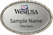 (image for) West USA Realty Oval Bling Silver badge