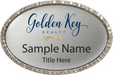 (image for) Golden Key Realty Oval Bling Silver badge
