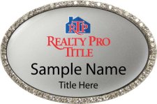 (image for) Realty Pro Title Oval Bling Silver badge