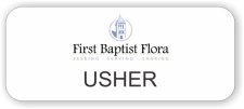(image for) First Baptist Flora Standard White badge