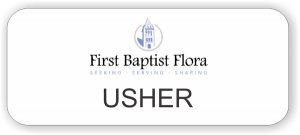 (image for) First Baptist Flora Standard White badge