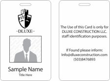 (image for) dluxeconstruction.com Photo ID Vertical Double Sided badge