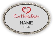 (image for) Our Heart's Desire Oval Bling Silver badge