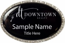 (image for) Downtown Realty Oval Bling Silver badge