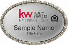 (image for) Keller Williams Realty Services Oval Bling Silver Badge