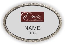 (image for) Estate Realty and Management Oval Bling Silver badge