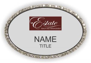 (image for) Estate Realty and Management Oval Bling Silver badge