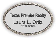 (image for) Texas Premier Realty Oval Bling Silver badge