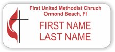 (image for) United Methodist Standard White Badge - Ormond FL (Red Text)