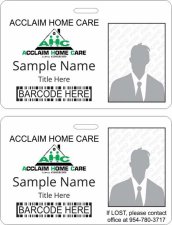 (image for) Acclaim Home Care Services Barcode ID Horizontal Double Sided badge