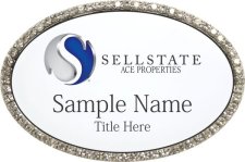 (image for) Sellstate Ace Properties Silver Oval Bling White Badge