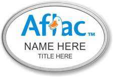 (image for) Aflac Oval White Prestige Badge with Pebbled Silver Frame