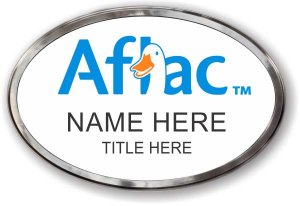 (image for) Aflac Oval White Prestige Badge, Polished Silver Frame