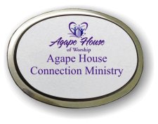 (image for) Agape House of Worship Connection Ministry Executive Oval Silver Badge