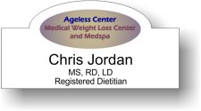 (image for) Ageless Medical Weight Loss Center Shaped White Badge