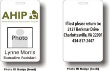 (image for) Albemarle Housing AHIP Double Sided Photo ID Badge
