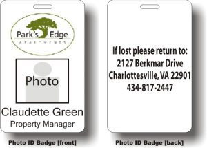 (image for) Albemarle Housing Park\'s Edge Double Sided Photo ID Badge