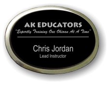 (image for) AK Educators Executive Black Oval Silver Framed Badge