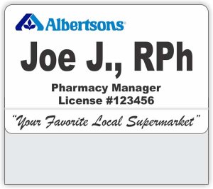 (image for) Albertsons White Pocket Pharmacy Badge