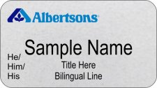 (image for) Albertsons Manager Silver Name Badge Pronoun and Bilingual