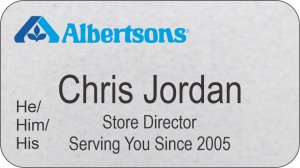 (image for) Albertsons Manager Silver Name Badge Pronoun